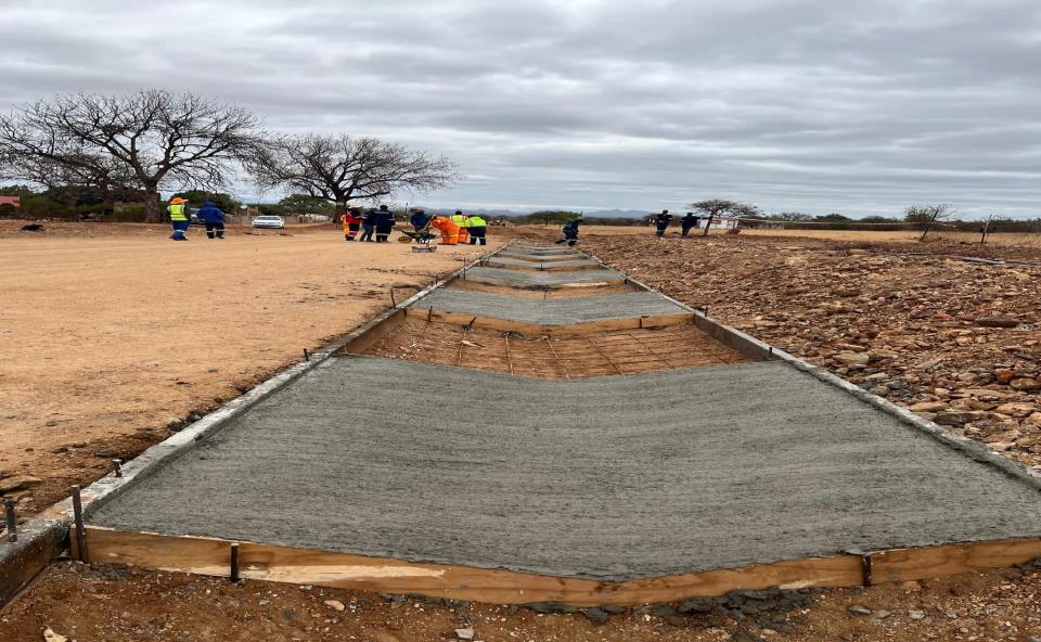 Concrete drainage channel under construction